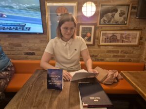 Writer Anastasia Dubinina at London Sci-fi and fantasy authors social